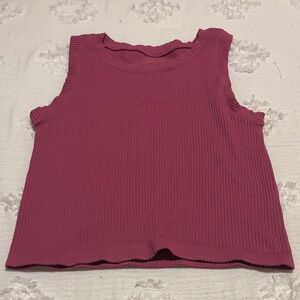 Sleeveless Ribbed Pink Top